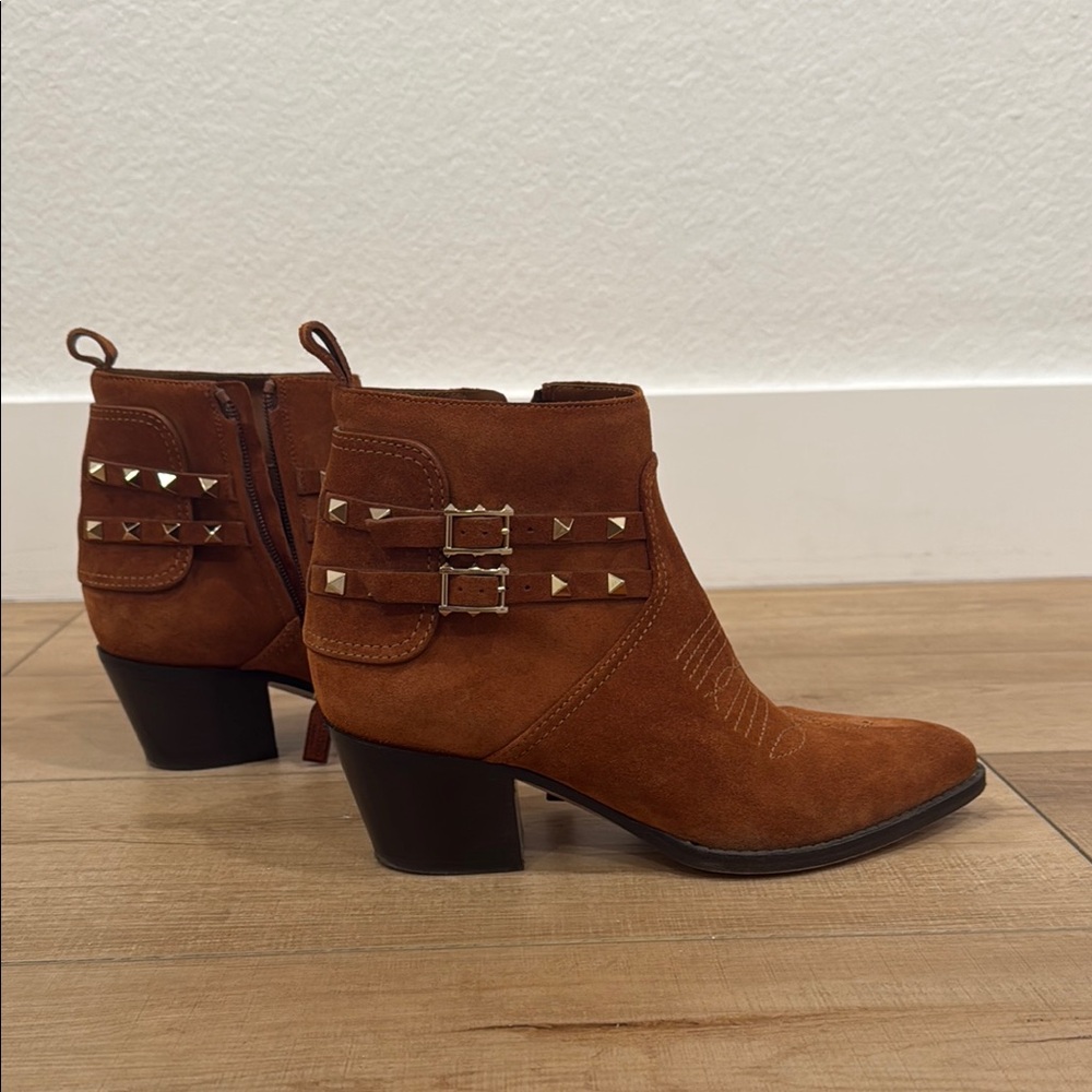 Valentino Brown Western Ankle Boots